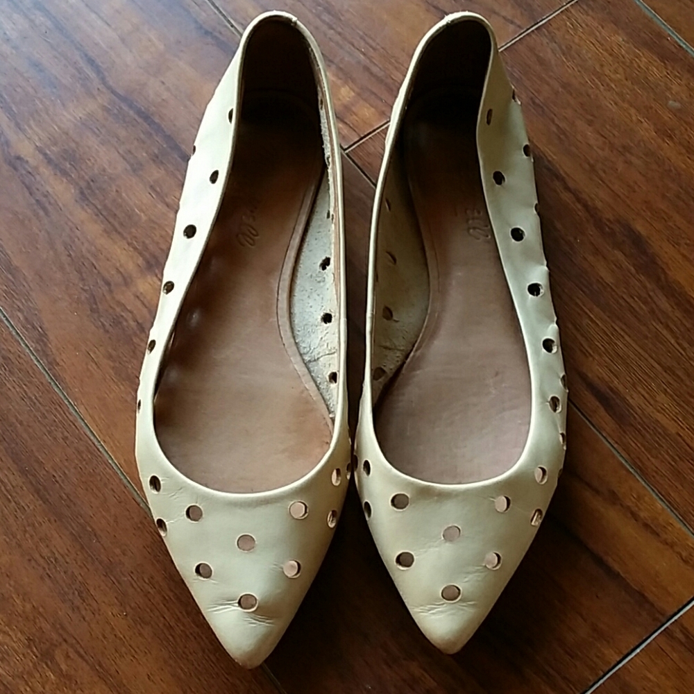 Made well 6.5 Hole Punch  Cream Leather Flats